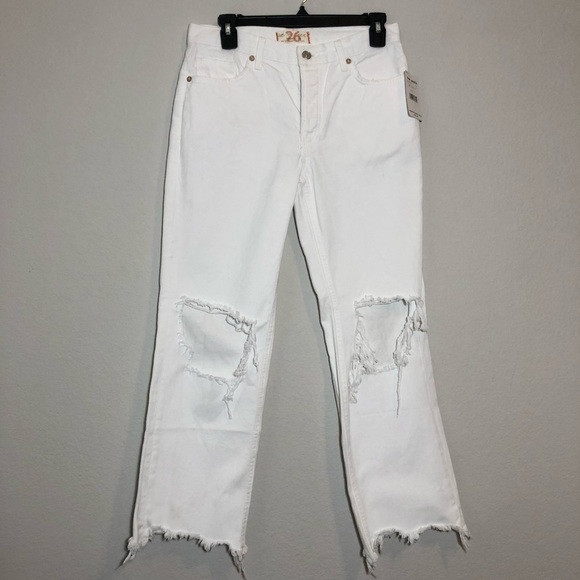 NWT Free People We the Free Maggie Mid Rise Ripped Straight Leg Jeans size 26 - Picture 5 of 14